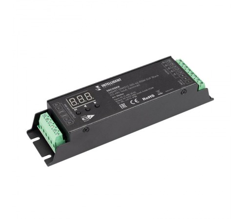 INTELLIGENT ARLIGHT Декодер SMART-DMX512-305-63-RDM-SUF Black (12-48V, 5x4A, Terminal) (IARL, IP20 Металл, 5 лет)  036244  Arlight