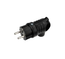 Вилка угловая влагозащищенная с кольцом, с/з, 16 А, IP44 каучук  111-002  REXANT