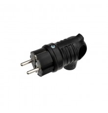 Вилка угловая влагозащищенная с кольцом, с/з, 16 А, IP44 каучук  111-002  REXANT