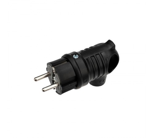 Вилка угловая влагозащищенная с кольцом, с/з, 16 А, IP44 каучук  111-002  REXANT