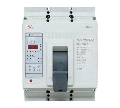 Выключатель автоматический AV POWER-5/3 1000А 70kA ETU4.0 AVERES  mccb-53-1000M-4.0-av  EKF
