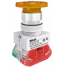 Выкл. кноп. грибок с фикс. AEAL 22 мм Цвет:ЖЕЛТЫЙ  25035DEK  DEKraft