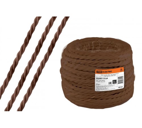 Ретро провод "Эко" 3х2,5 витой ГОСТ коричневый (50м)  SQ2801-0124  TDM