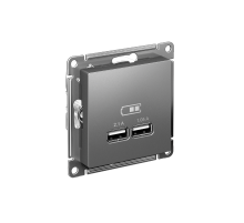 AtlasDesign Сталь Розетка USB, 5В, 1 порт x 2,1 А, 2 порта х 1,05 А, механизм  ATN000933  SE