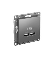 AtlasDesign Сталь Розетка USB, 5В, 1 порт x 2,1 А, 2 порта х 1,05 А, механизм  ATN000933  SE