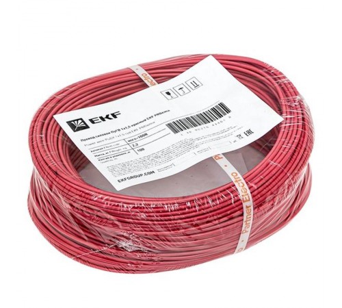 Провод силовой ПуГВ 1х1,5 красный  wire-100R  EKF