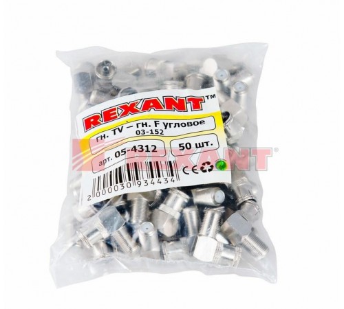 Переход гнездо F-гнездо TV угловой  05-4312  REXANT