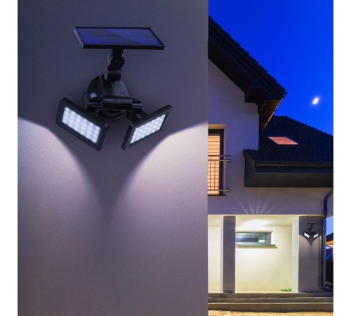 ERAFS020-41 Фасадный светильник с двумя световыми панелями на солнечной батарее,2х24LED,180lm  Б0044489  ЭРА