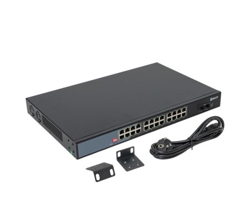 Промышленный неуправляемый коммутатор U-2GX/SFP-24GTP-R, 2 порта 1000Base-X SFP, 24 порта 10/100/1000Base-T(X) RJ45 c PoE, монтаж в 19" стойку TSX TS