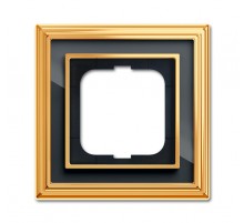 Рамка 1-постовая, серия Династия, Латунь полированная, черное стекло  1754-0-4565   2CKA001754A4565  ABB