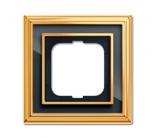 Рамка 1-постовая, серия Династия, Латунь полированная, черное стекло  1754-0-4565   2CKA001754A4565  ABB