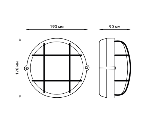 Светильник для ЖКХ НБП IP54 190*176*90 круг с решеткой под лампу Е27 max 60W, 1/10  926602116  Gauss