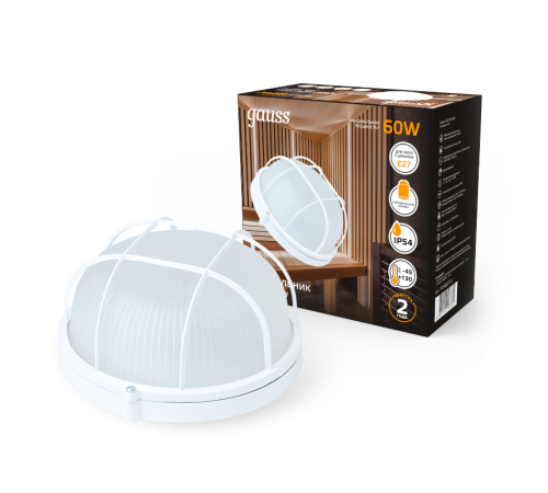 Светильник для ЖКХ НБП IP54 190*176*90 круг с решеткой под лампу Е27 max 60W, 1/10  926602116  Gauss