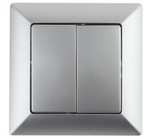 Переключатель  Solo 4-107-03 двухклавишный 10А-250В, IP20, СУ, алюминий   Б0053611  Intro