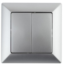 Выключатель Intro Solo 4-104-03 двухклавишный 10А-250В, IP20, СУ, алюминий  Б0053587  Intro