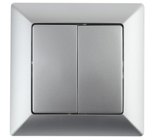 Переключатель  Solo 4-107-03 двухклавишный 10А-250В, IP20, СУ, алюминий   Б0053611  Intro