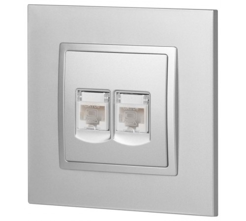 14-3108-03 Розетка 2хRJ45, IP20, алюминий  Б0034310  ЭРА