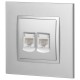 14-3108-03 Розетка 2хRJ45, IP20, алюминий  Б0034310  ЭРА