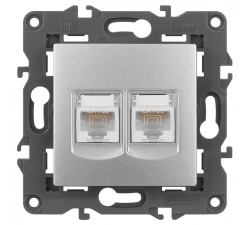 14-3108-03 Розетка 2хRJ45, IP20, алюминий  Б0034310  ЭРА