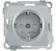 BOLERO серебряный Розетка с/з со шторками 16А РС14-1-0-Б  ERB14-K23-16  IEK