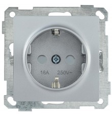 BOLERO серебряный Розетка с/з со шторками 16А РС14-1-0-Б  ERB14-K23-16  IEK