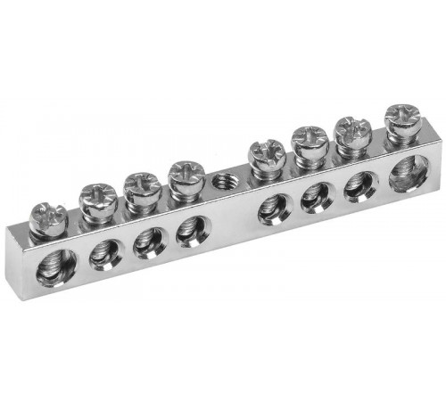 Шина PEN "земля-ноль" 6х9мм 8/1 никелевое покрытие (8групп/креп. цен.)  YNN10-08-100-N  IEK