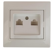1-304-02 Intro Розетка информационная 2xRJ45, СУ, Plano, сл.кость  Б0043242  Intro