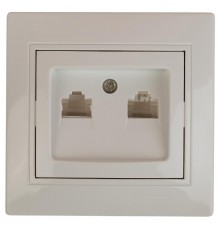 1-304-02 Intro Розетка информационная 2xRJ45, СУ, Plano, сл.кость  Б0043242  Intro