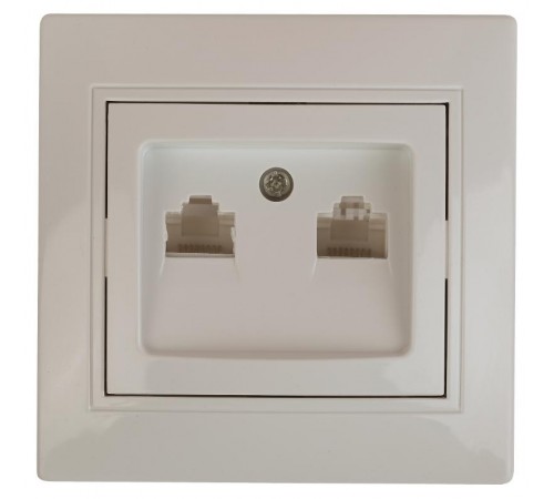 1-304-02 Intro Розетка информационная 2xRJ45, СУ, Plano, сл.кость  Б0043242  Intro