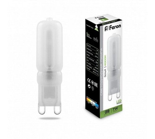 Лампа светодиодная LB-431 (7W) 230V G9 4000K 16x60mm  25756  FERON