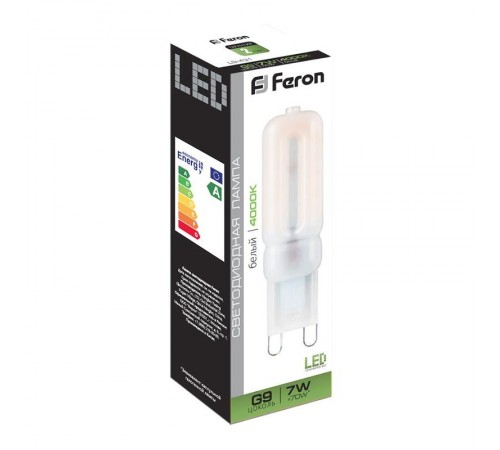 Лампа светодиодная LB-431 (7W) 230V G9 4000K 16x60mm  25756  FERON