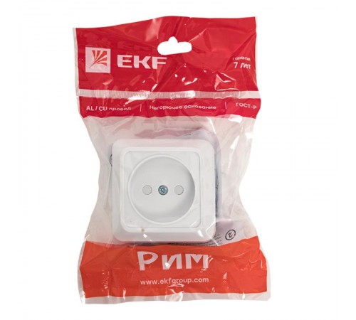 Розетка 1-мест. 10А б/з бел. с защ. штор. Рим EKF PROxima  ENR10-022-100  EKF