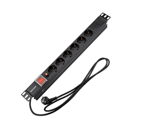 Блок распр. питания для 19" шкафов, горизонтальный, 6 розеток СЕЕ 7/4, 16A  04-0102-1  REXANT