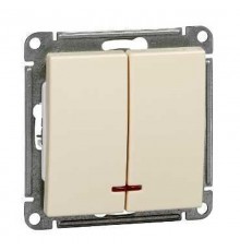 W59 Слоновая кость Выключатель 2-клавишный с подсветкой 10АХ  VS510-251-2-86  SE