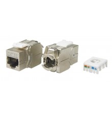 KJ8-8P8C-C5e-180-TLS-SH-F-WH Вставка Keystone Jack RJ-45(8P8C), категория 5e, экранированная, тип 180 градусов, Toolless, белая  426191  Hyperline