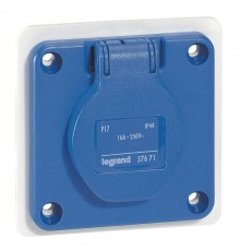 Встраиваемая розетка бытового назначения - P17 Tempra Pro - французский стандарт - со шторками - синий  057671  Legrand