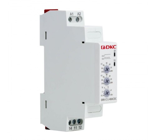 Реле контроля напряжения однофазное,  тип DRV, конфигурация контакта 1CO, 24-48В AC/DC  DRV-C-1-48ACDC  DKC