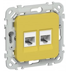 FLITE Розетка 2-ая компьютерная RJ45 кат.5Е UTP РК5е-2-0-ФлЖК желтый карри  FI-K22-1-K44  IEK