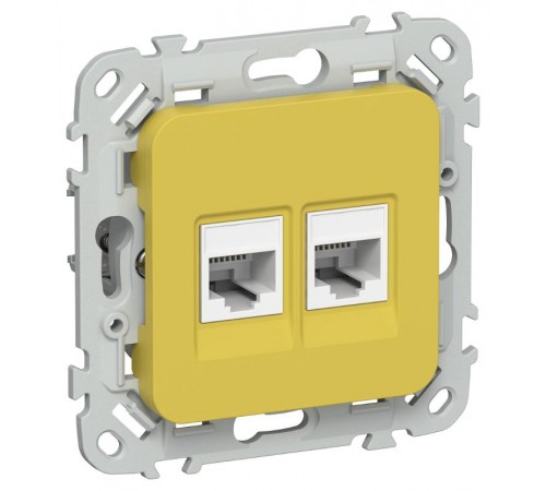 FLITE Розетка 2-ая компьютерная RJ45 кат.6 UTP РК6-2-0-ФлЖК желтый карри  FI-K22-2-K44  IEK