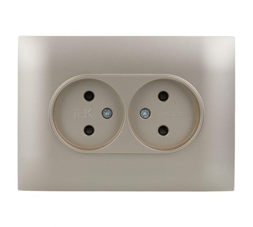 SKANDY Розетка 2-местная без з/к с з/ш 10А сб. SK-R09Sh шампань  SK-R23-10-K37-F  IEK