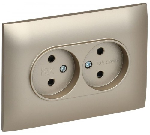 SKANDY Розетка 2-местная без з/к с з/ш 10А сб. SK-R09Sh шампань  SK-R23-10-K37-F  IEK