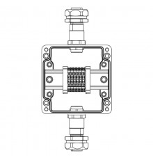 Взрывозащищенная клеммная коробка из полиэстера TBE-P-03-(6xCBC.2)-1xKAEPM2MHK-20(A)-1xKAEPM2MHK-20(C)1Ex e IIC Т5 Gb / Ex tb IIICT95°C Db IP66/КЗ  1