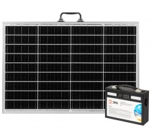 Портативная солнечная электростанция  ERAZS-02 (комплект), 400 Вт, 54 000 мАч, Li-ion. Солнечная панель 50 Вт   Б0062849  ЭРА