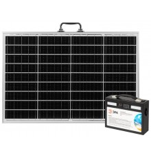 Портативная солнечная электростанция  ERAZS-02 (комплект), 400 Вт, 54 000 мАч, Li-ion. Солнечная панель 50 Вт   Б0062849  ЭРА
