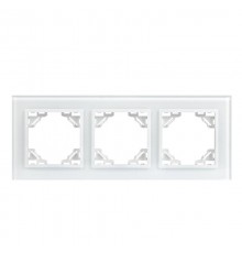 Минск Рамка 3-местная стеклянная белая Basic  ERM-G-403-10  EKF