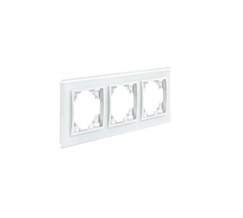 Минск Рамка 3-местная стеклянная белая Basic  ERM-G-403-10  EKF