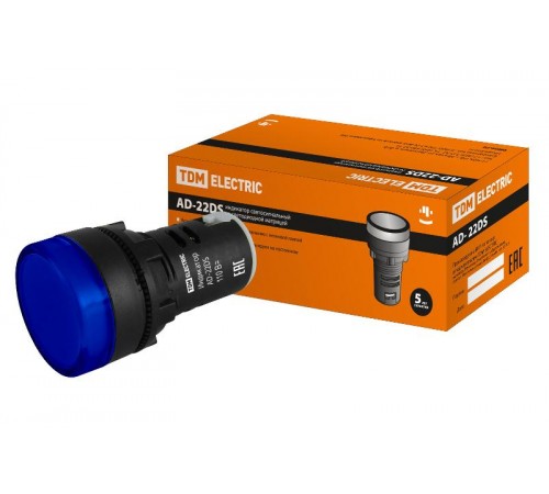 Лампа AD-22DS(LED)матрица d22мм синий 110В AC/DC   SQ0702-0032  TDM