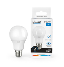 Лампа светодиодная LED Elementary A60 7W E27 560lm 6500K  23237A  Gauss