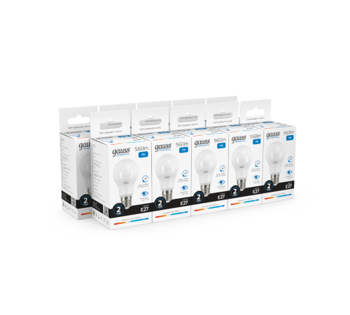 Лампа светодиодная LED Elementary A60 7W E27 560lm 6500K  23237A  Gauss