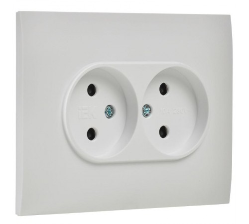 SKANDY Розетка 2-местная без заземления с защитными шторками 10А в сборе SK-R09W арктический белый  SK-R23-10-K01-F  IEK